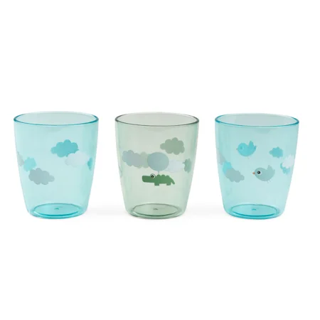 Done by Deer 3er-Pack Yummy Mini Glas, happy clouds green