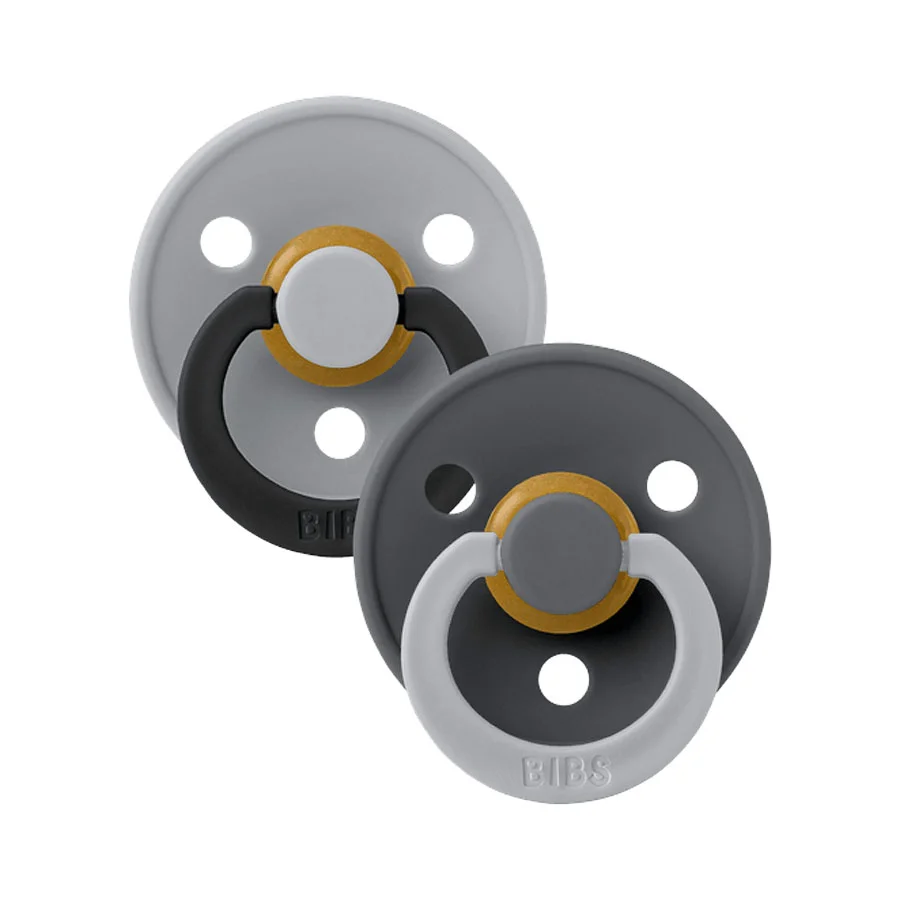 BIBS Colour Studio Fusion 2er-Pack Schnuller Größe 1, Cloud & Iron