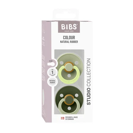 BIBS Colour Studio Fusion 2er-Pack Schnuller Größe 1, Sage & Huntergreen