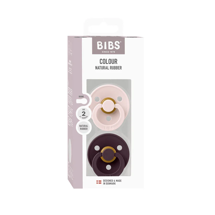 BIBS Colour Drop 2er-Pack Schnuller Größe 2, Petal & Plum
