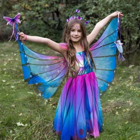 Great Pretenders Schmetterlingskleid mit Flügeln, blau/pink