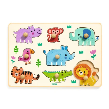 Djeco Knopf-Puzzle, Hippo'n'Co