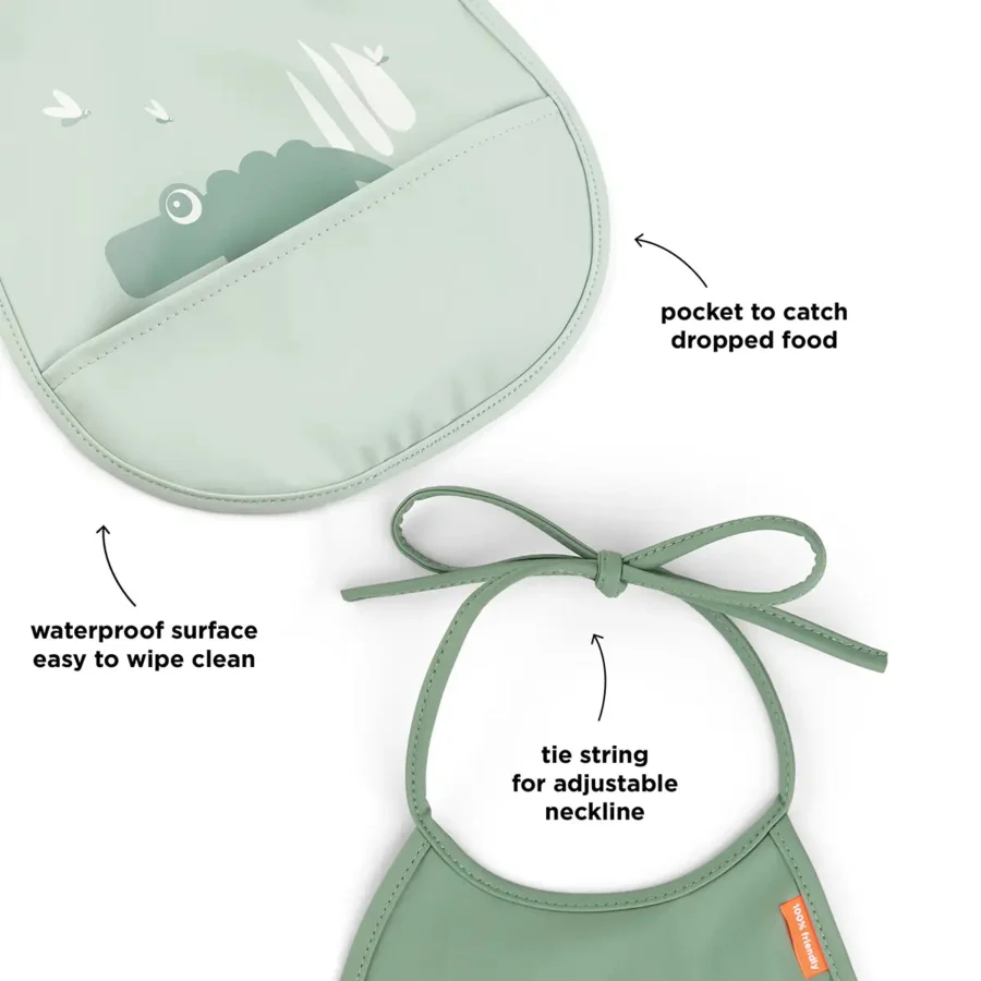 2er-Pack Lätzchen mit Tasche Croco, green, Done by Deer   
