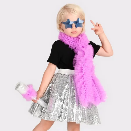 Den Goda Fen Kostüm - Disco-Set Silber mit Tutu-Strassrock und Accessoires